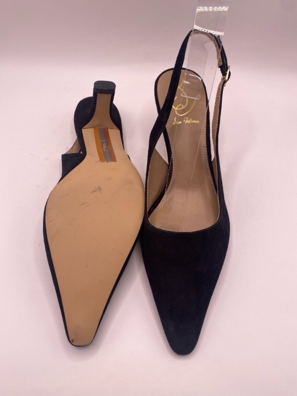 Sam Edelman Womens Bianka Black Suede Sling Pointy Toe Heel Sz 7.5 - Picture 7 of 7